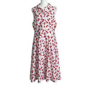 Cato Sleeveless Cherry Print Button Down Shirt Dress (L)